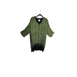 Pegasus Plus 3X Green and Black Patterned Tunic Dress